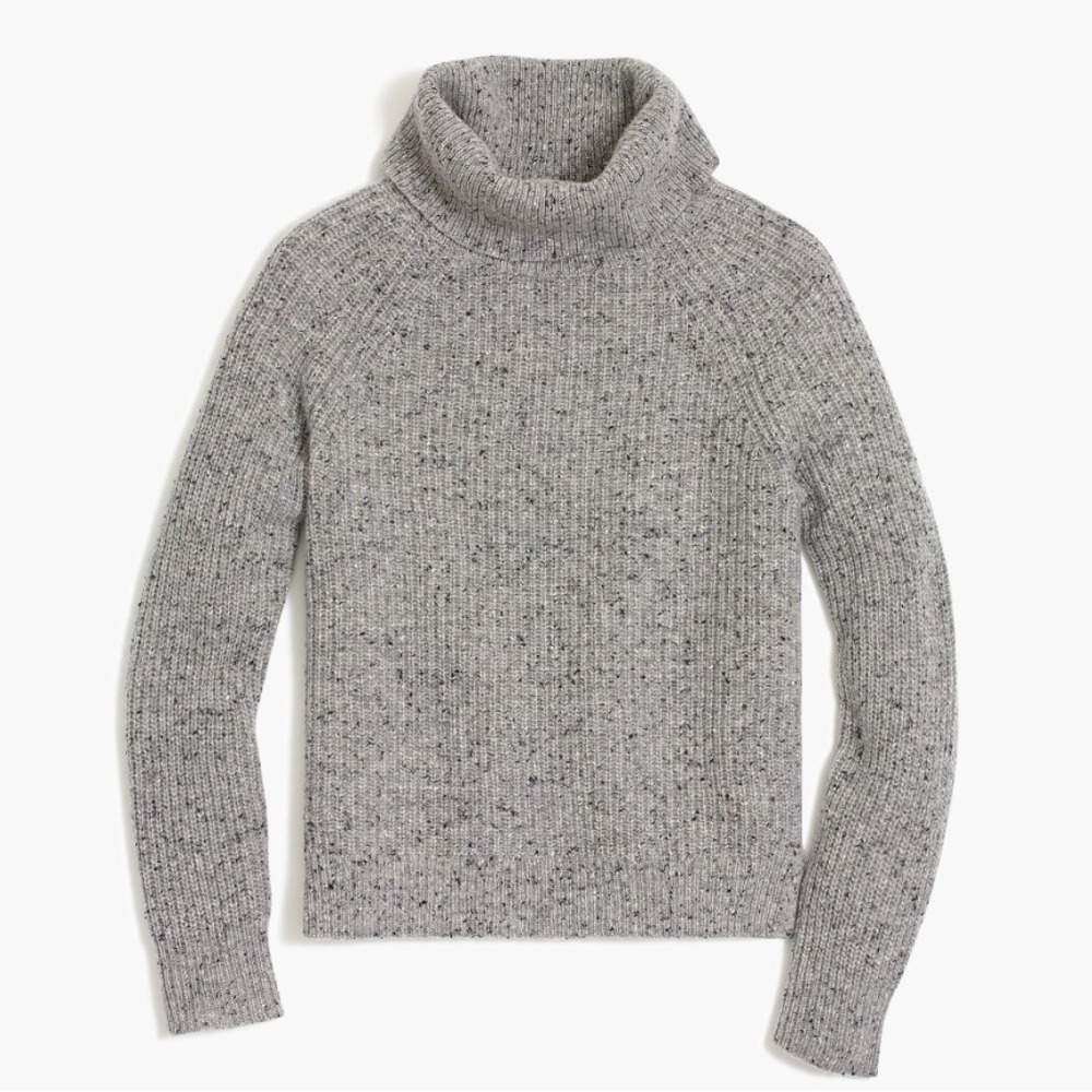 J. Crew Donegal Turtleneck Sweater Heathered Grey Lambswool Blend Womens Medium